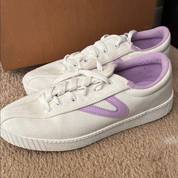 Tretorn Canvas Sneakers with Lavender Highlights - Picture 1 of 5